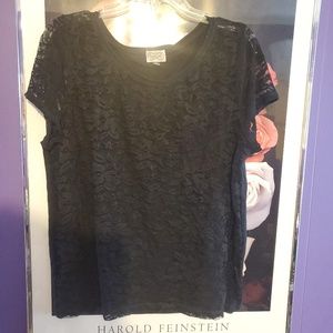 Eyelash Couture Lace Overlay Pocket Tee Sz XL